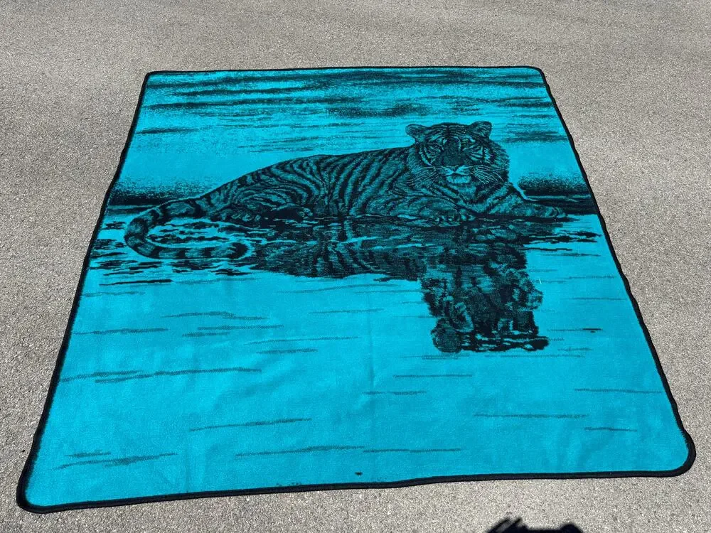 San Marcos Tiger Blue Throw Blanket 77x76